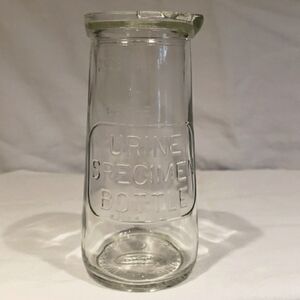 Vintage Embossed Clear Glass Bottle Profex Urine Specimen Jar.
